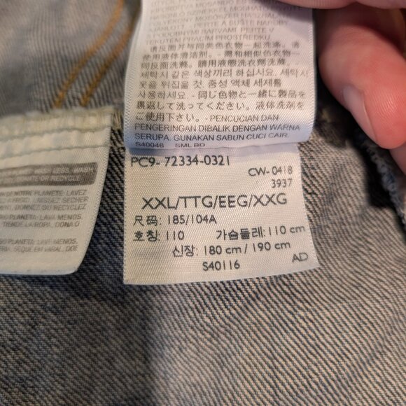 Levi's Jacket Mens Large Blue Trucker Denim Button Front XXL 72334-0321 - Picture 9 of 9